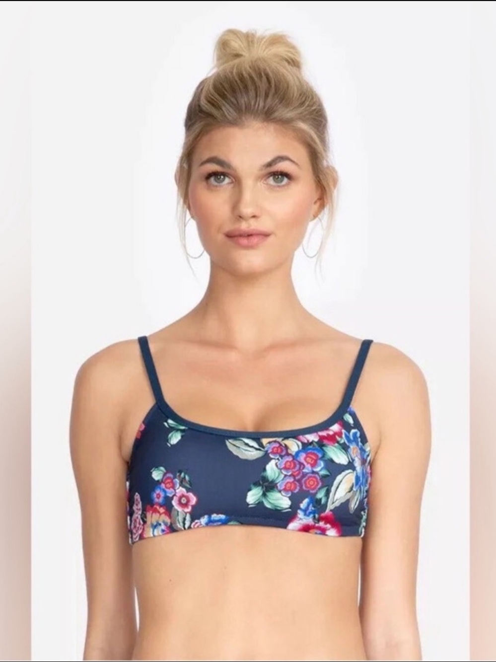 Johnny Was Maya Scoop Bralette Bikini Top Blue Purple Floral Size Small